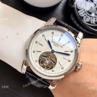 New Copy Patek Philippe Geneve Tourbillon watch 43mm SS White Dial